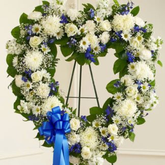 Always Remember Blue & White Floral Heart Tribute